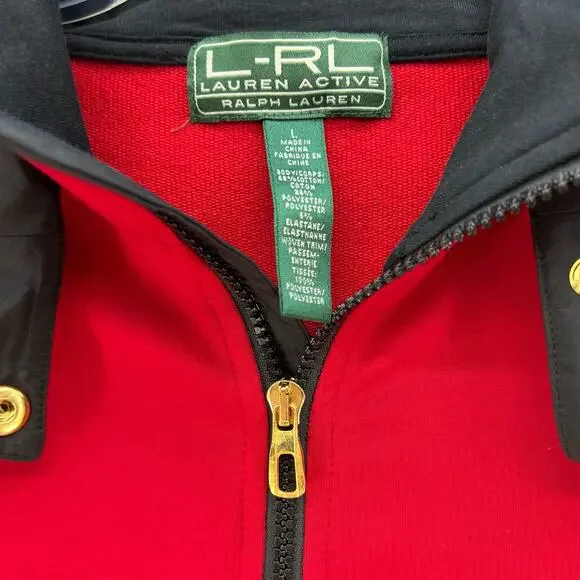 Ralph Lauren Active LRL Jacket Women's L Red Black Full Zip Hooded Preppy Luxury - Picture 2 of 12